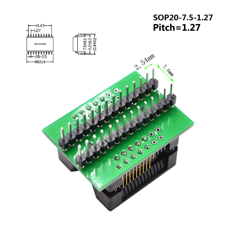 SOP20-SOIC20-SO20 Socket OTS20(28)-1.27-04 Socket SOP20(7.5)-1.27 Socket High quality IC Test & burn-in socket for SOP20/SOIC20/SO20 package 138
