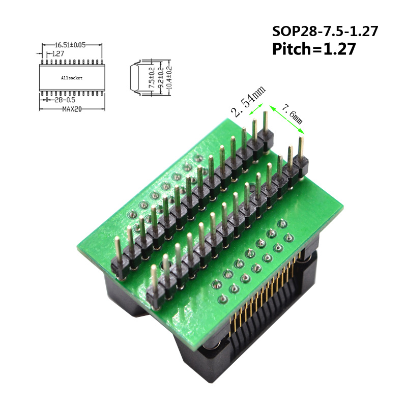 SOP28-SOIC28-SO28 Socket OTS28(28)-1.27-04 Socket SOP28(7.5)-1.27 Socket High quality IC Test & burn-in socket for SOP28/SOIC28/SO28 package 140