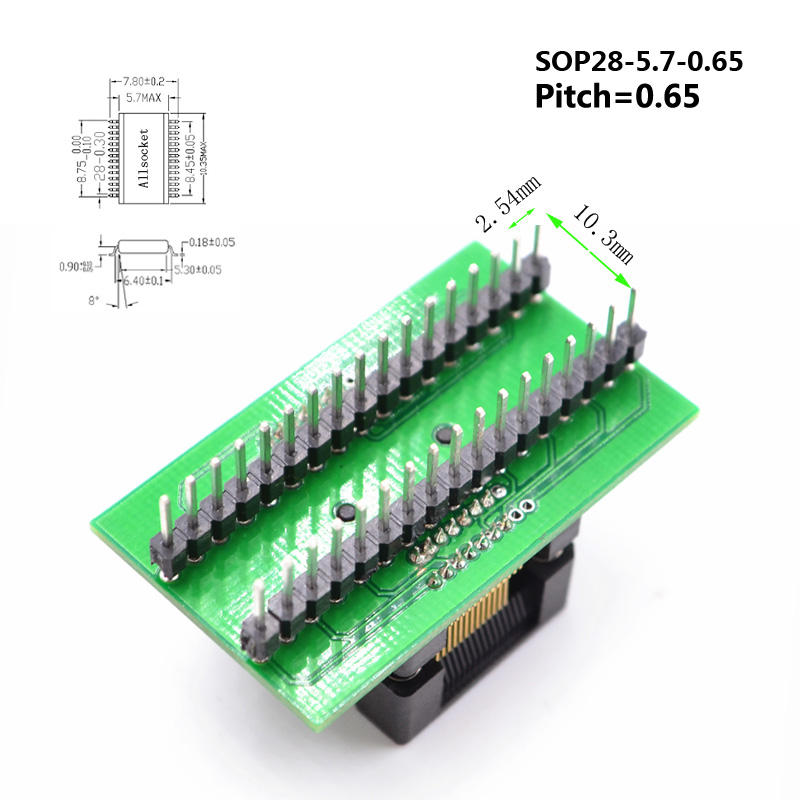 SSOP28-TSSOP28 Socket OTS28(34)-0.65-01 Socket SSOP28(5.7)-0.65 Socket High quality IC Test & burn-in socket for SSOP28/TSSOP28 package 149